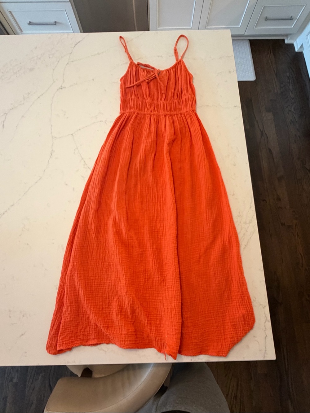 Lush Orange Spaghetti-Strap Maxi Dress